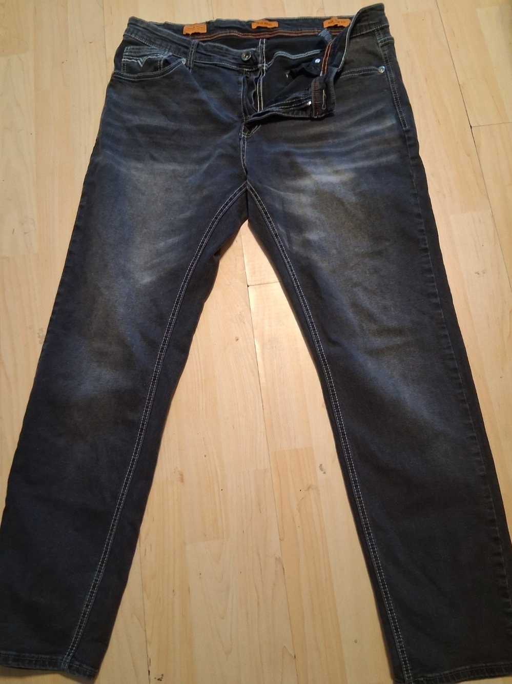 True Rebel Men's Straight Fit Black Jeans with Subtle Fade